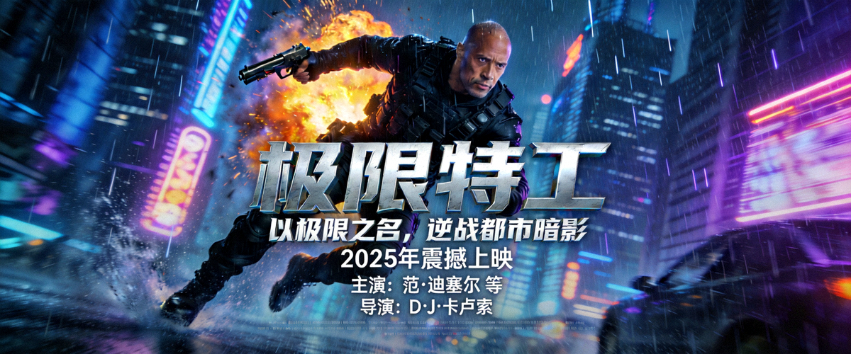 热血动作大片《极限特工》海报，特工在都市中执行任务
